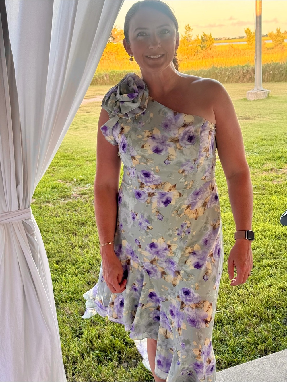 Grace Karin women large 12 dress  Maxi 
 Light sage Green Lavender flower